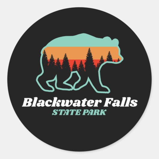Sticker Rond Blackwater Falls State Park West Virginia Bear (Devant)