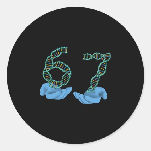 Sticker Rond Blague 67 Numéro Meme Réplication ADN Science Molé (Devant)