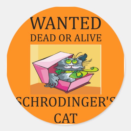 Sticker Rond blague de chat de schrodinger (Devant)