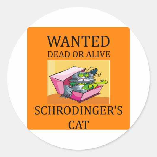 Sticker Rond blague de chat de schrodinger (Devant)