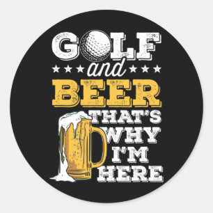 Sticker Rond Blague de golf et de bière Papa drôle Fête des Pèr
