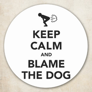 Sticker Rond Blague de pet de chien drôle - Parodie de Keep Cal