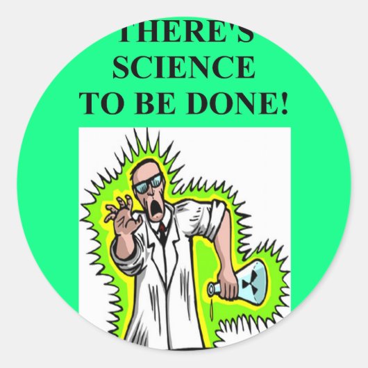 Sticker Rond blague de scientifique fou (Devant)