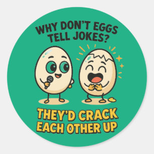 Sticker Rond Blague d'oeuf rétro-bande dessinée drôle