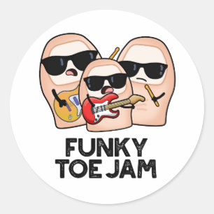 Sticker Rond Blague musicale funky sur les orteils