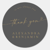 Sticker Rond BLAIRE Moderne Calligraphie Mariage Merci doux (Devant)