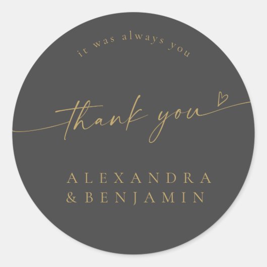 Sticker Rond BLAIRE Moderne Calligraphie Mariage Merci doux (Devant)