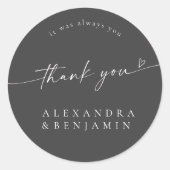 Sticker Rond BLAIRE Moderne Calligraphie Mariage Merci doux (Devant)