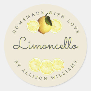 Sticker Rond Blanc antique Limoncello fait maison