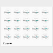 Sticker Rond blanc arbre bleu lovebirds mariage faveurs autocol (Feuille)