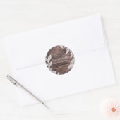 Sticker Rond Blanc & Argent Feuille Mariage d'hiver Rustique Fa (Enveloppe)