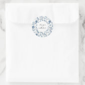 Sticker Rond Blanc Bleu Floral Chic   (Sac)