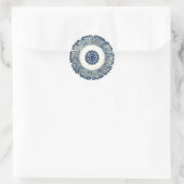 Sticker Rond Blanc bleu Floral chinois rond (Sac)