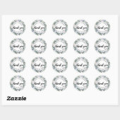 Sticker Rond Blanc Bleu Violet Floral Mariage Favoriser (Feuille)