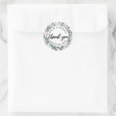 Sticker Rond Blanc Bleu Violet Floral Mariage Favoriser (Sac)