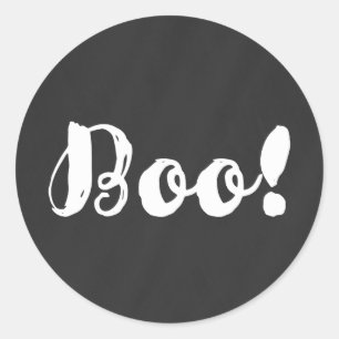 Sticker Rond Blanc BOO ! Craie Tableau Noir Cadeau de fête d'Ha