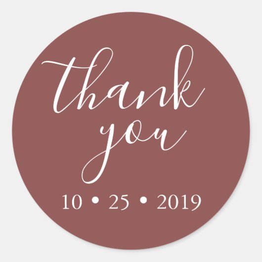 Sticker Rond blanc bordeaux merci mariage élégant (Devant)