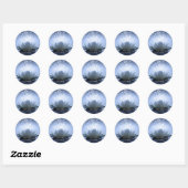 Sticker Rond Blanc chic Lotus Bleu (Feuille)