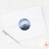 Sticker Rond Blanc chic Lotus Bleu (Enveloppe)