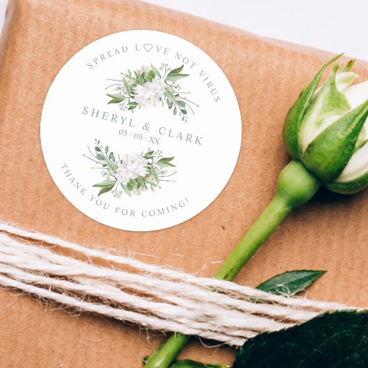 Sticker Rond Blanc Chic Vert Garland Mariage de couronnes Sanit