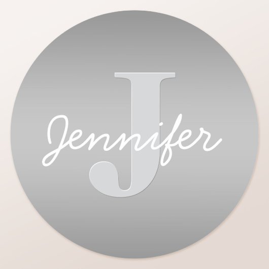Sticker Rond Blanc Cursive & Monogramme Gris | Couleurs Modifia