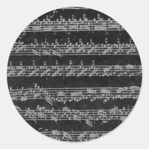 Sticker Rond Blanc de Bach Partita sur le noir