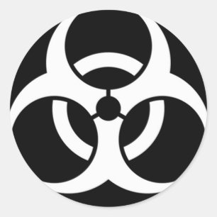 Sticker Rond blanc de biodanger sur noir