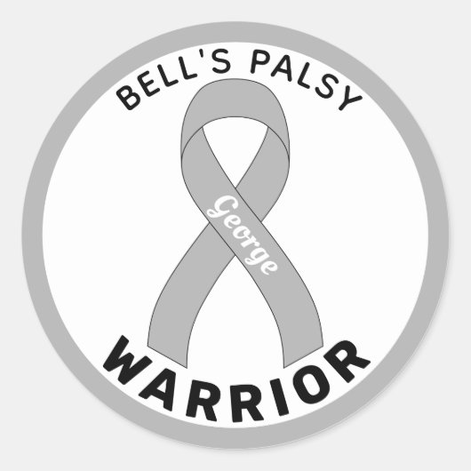 Sticker rond blanc de ruban palsy Warrior de Bell (Devant)