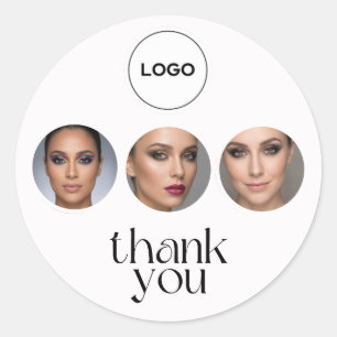 Sticker Rond Blanc Élégant 3 Photo MUA Logo Merci