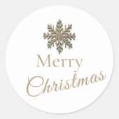 Sticker Rond Blanc Élégant Noël Flocon de Neige Joyeux Noël (Devant)