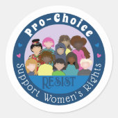 Sticker rond blanc et bleu Pro-Choice (Devant)