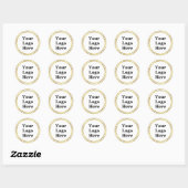 Sticker Rond Blanc et Faux Gold Votre logo ici (Feuille)