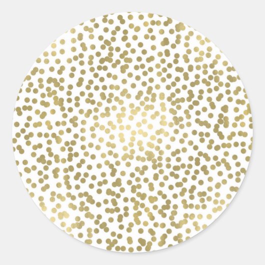 Sticker Rond Blanc et paillettes dorées brillantes Confettis Él (Devant)
