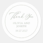 Sticker Rond Blanc et vert Sage | Mariage italien d'élégance (Devant)