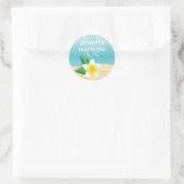 Sticker Rond Blanc Frangipani Fleur Tropicale Plage Mariage (Sac)