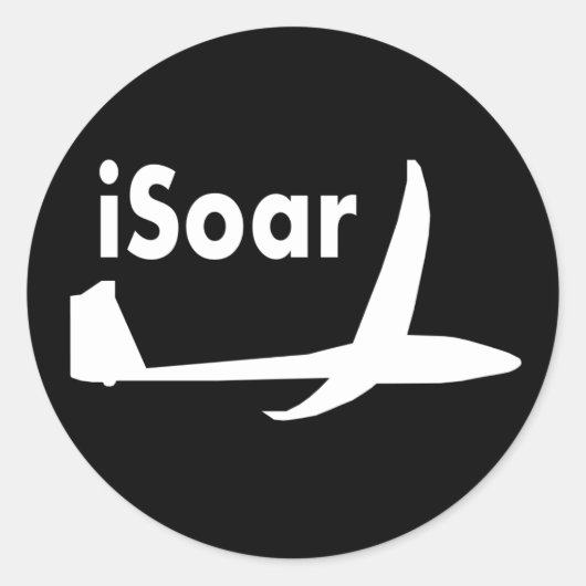 Sticker Rond Blanc iSoar sur noir (Devant)
