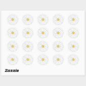 Sticker Rond Blanc Jaune Fleur Fleur Fleur Jardin Printemps (Feuille)