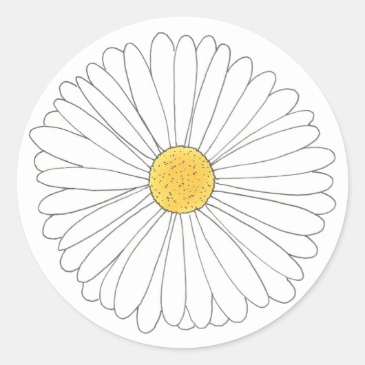 Sticker Rond Blanc Jaune Fleur Fleur Fleur Jardin Printemps (Devant)