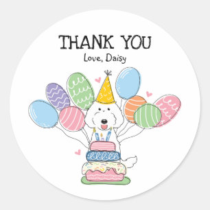 Sticker Rond Blanc Labradoodle Anniversaire Favoriser Tags Stic