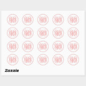 Sticker Rond Blanc Lt Coral Vine Script Monogramme Police de ca (Feuille)