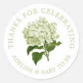 Sticker Rond Blanc Lumière Vert Hydrangea Merci Favoriser (Devant)
