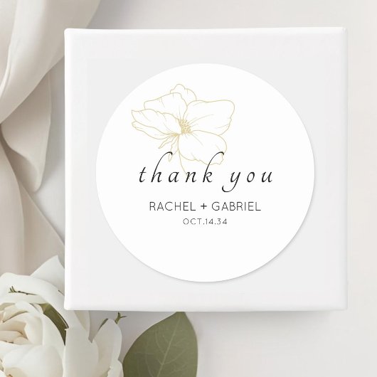 Sticker Rond Blanc | Mariage Floral Chic Moderne 