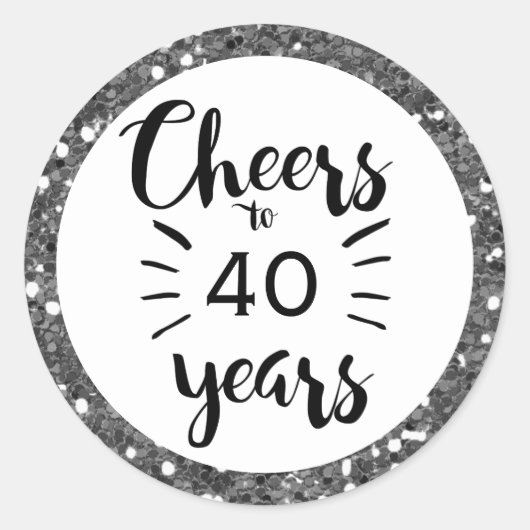 Sticker Rond Blanc noir et argent 40e anniversaire (Devant)