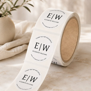 Sticker Rond Blanc Noir Marque Entreprise Merci