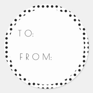 Sticker Rond Blanc Noir Minimaliste À Et De Noël Cadeau