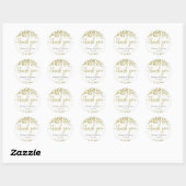 Sticker Rond Blanc & Or Confetti Mariage Merci Favor (Feuille)