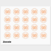 Sticker Rond Blanc Orange Vin Script Monogramme Police do-it-yo (Feuille)