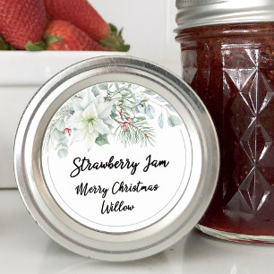 Sticker Rond Blanc Poinsettia Blond Mason Jar fait maison