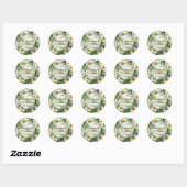 Sticker Rond Blanc printemps floral blanc marguerites verdure (Feuille)