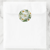 Sticker Rond Blanc printemps floral blanc marguerites verdure (Sac)